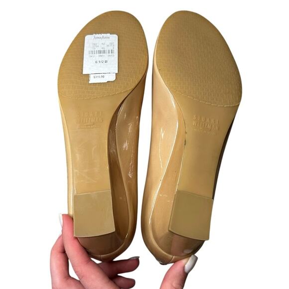 STUART WEITZMAN Women's Beige Patent Leather Loire Wedge Pump Size 6.5 - Picture 5 of 7